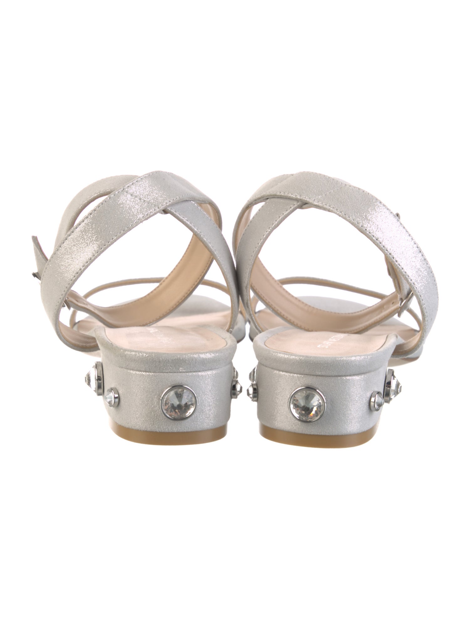 Stuart Weitzman Suede Crystal Embellishments Sandals